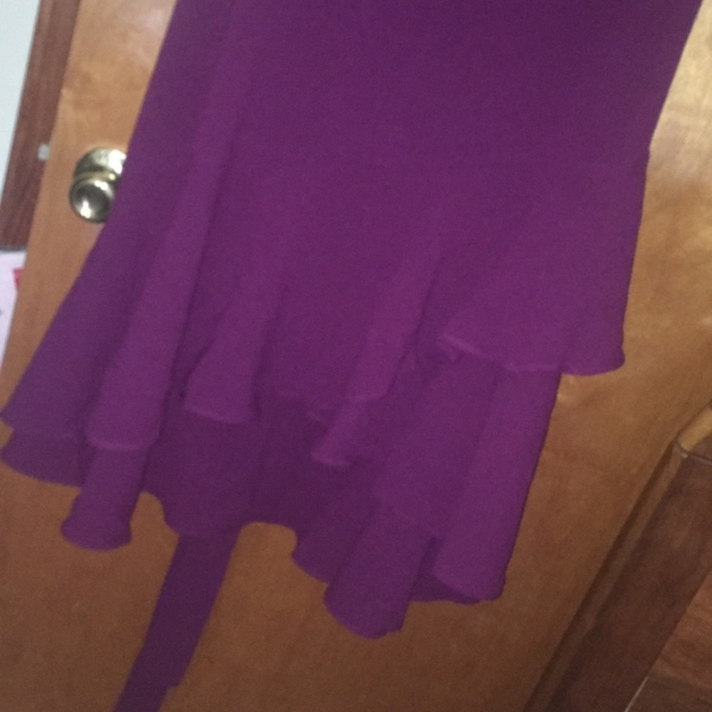26W Dark Purple Wrapped Ruffle Hem Fit and Flare